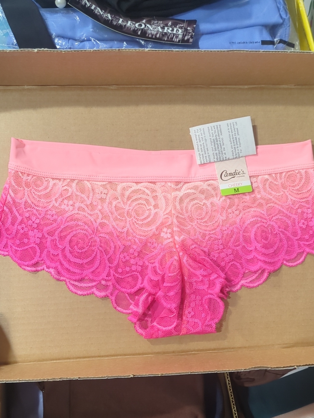Candie's Pink to Hot Pink Ombre Lace Cheeky Panty
